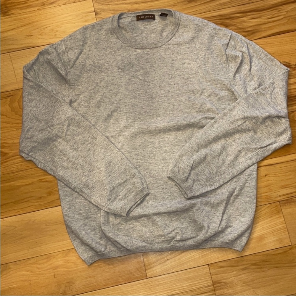 Hilburn cotton/ cashmere crew sweater Heather Gray